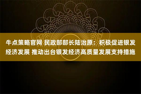 牛点策略官网 民政部部长陆治原：积极促进银发经济发展 推动出台银发经济高质量发展支持措施